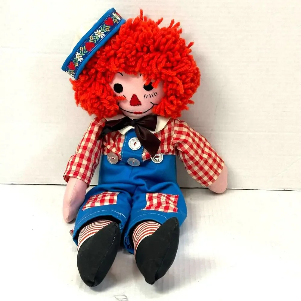Vintage Raggedy Andy Cloth Rag Doll Handmade Hat 20